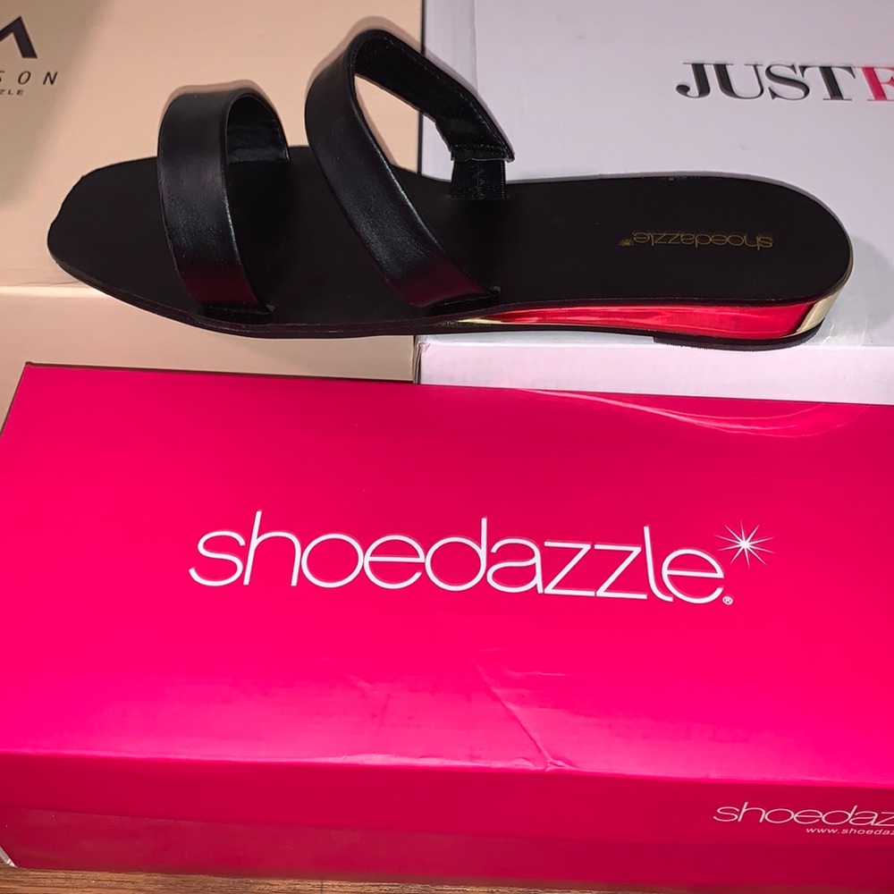 Black with Gold Heel Sandals